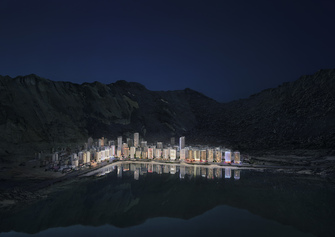 Thomas Wrede, Stadt am See (aus der Serie 'Real Landscapes'), 2018, &copy; Thomas Wrede, VG-Bildkunst, Bonn