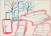 Chris Reinecke, Ordnung von Raumgegenständen in Blau und Rot, 1966