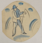 August Macke, Schnitter (Entwurf für einen Teller), 1912