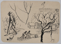 August Macke, Auf dem Lande (Landszene), 1908