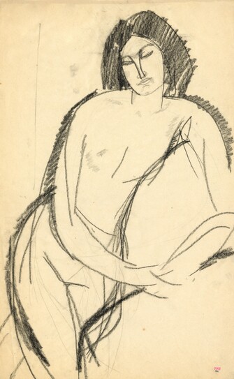 Amedeo Modigliani, Femme nue s’appuyant sur l’avant-bras gauche, ca. 1910