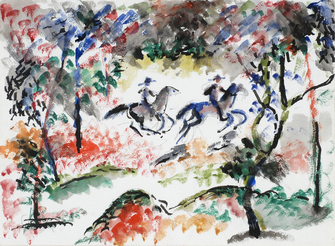 August Macke, Reiter im Wald, 1913