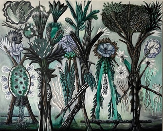 Hartmut Neumann, Vegetationsperiode von Landpflanzen mit Seitenknospen (Blütenpracht grau), 2024