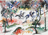 August Macke, Reiter im Wald, 1913